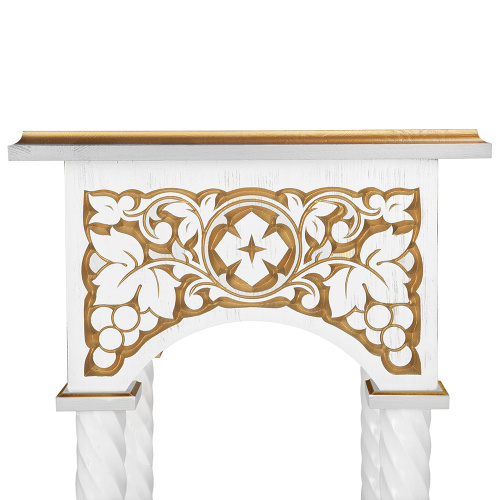 Подставка церковная "Суздальская", белая с золотом (патина), колонны, резьба, 46х46х100 см фото 4