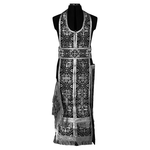 Иерейское облачение, шелк "Горненский", черное с серебром фото 6