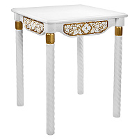 Стол "Суздальский" белый с золотом (патина), на 4 ножках, 60х60х76 см