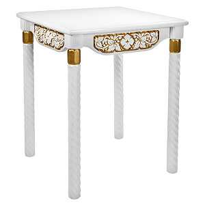 Стол "Суздальский" белый с золотом (патина), на 4 ножках, 60х60х76 см (сосна)