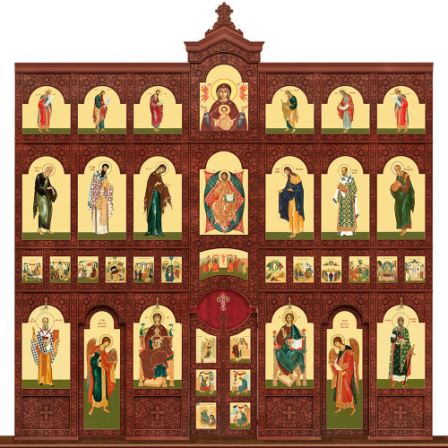 Иконостас деревянный "Суздальский" четырехъярусный, цвет "кипарис", 608х637х25,4 см фото 2 Иконостас деревянный "Суздальский" четырехъярусный, цвет "кипарис", 608х637х25,4 см фото 2