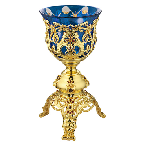 Лампада напрестольная из ювелирного сплава в позолоте с камнями фото 2 Лампада напрестольная из ювелирного сплава в позолоте с камнями фото 2