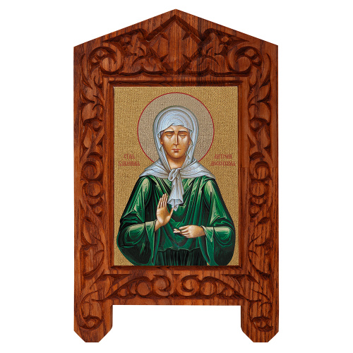 Икона блаженной Матроны Московской на резной доске "Суздальская", холст с золочением фото 2