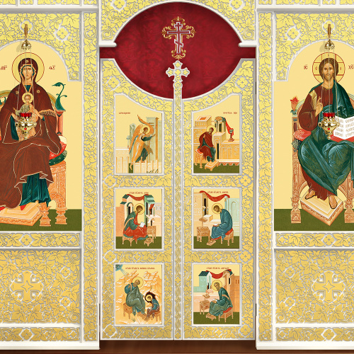 Иконостас деревянный "Суздальский" двухъярусный белый с золотом (поталь), 608х378х25,4 см фото 5 Иконостас деревянный "Суздальский" двухъярусный белый с золотом (поталь), 608х378х25,4 см фото 5