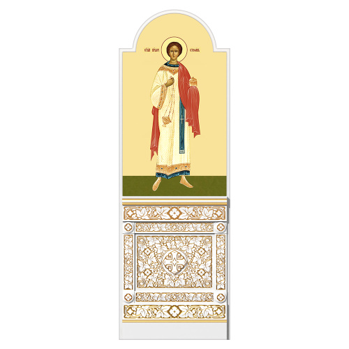Диаконская дверь для "Романовского" иконостаса белая с золотом (патина), 220х70х10 см фото 2