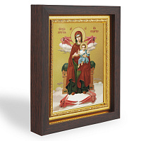 Икона Икона Божией Матери "Всецарица", в узком багете, цвет "темный дуб", на холсте, с золочением 