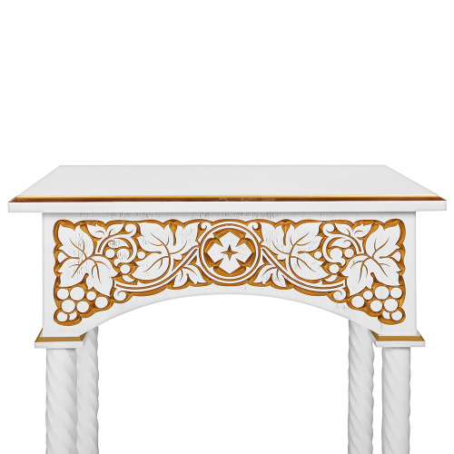 Подставка церковная "Суздальская", белая с золотом (патина), колонны, резьба фото 3