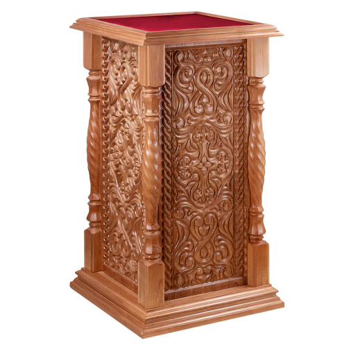 Подставка церковная "Ивановская" светлая, без дверки, красная ткань, 50х50х90 см