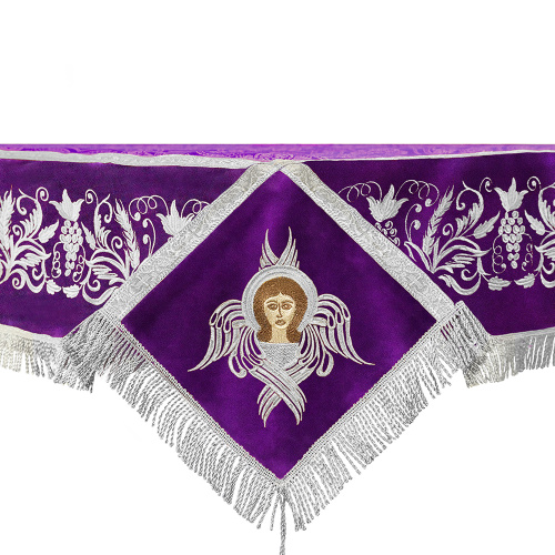 Пелена на престол комбинированная, фиолетовая с серебром, вышивка фото 2 Пелена на престол комбинированная, фиолетовая с серебром, вышивка фото 2