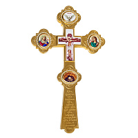 Крест напрестольный латунный в позолоте с фианитами, 17,5х30 см