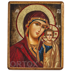 Икона Божией Матери "Казанская", 9,5х12,5 см, под старину, холст (под старину)