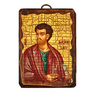 Икона апостола Варфоломея, 6,5х9 см, под старину (береза)