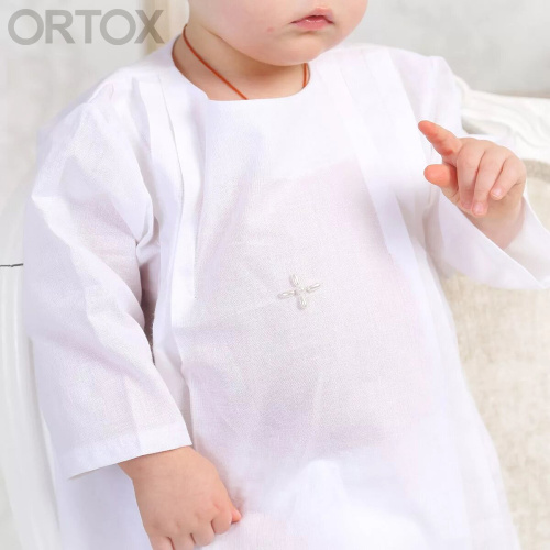Рубашка для крещения "Звездочка" белая из муслина, размер в ассортименте фото 6