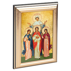Икона святых мучениц Веры, Надежды, Любови и матери их Софии в пластиковой рамке, 13х1,5х18 см (стекло, картон)