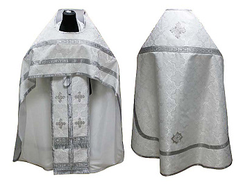Иерейское облачение белое, шелк, отделка серебряный галун (машинная вышивка)