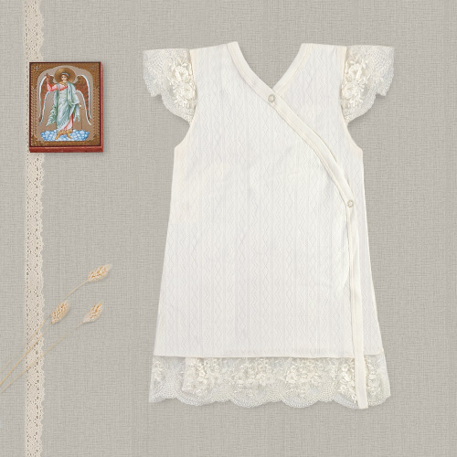 Платье для крещения молочного цвета, хлопок, размер в ассортименте фото 5