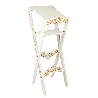 Аналой раскладной "Суздальский" белый с золотом (патина), с полкой, высота 123 см