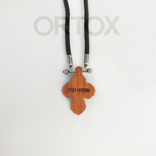 Деревянный нательный крестик "Процветший", цвет темный, высота 4,5 см фото 6