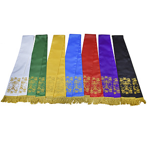 Комплект закладок для Евангелия, вышивка, атласный шелк, 150х15 см (бахрома)