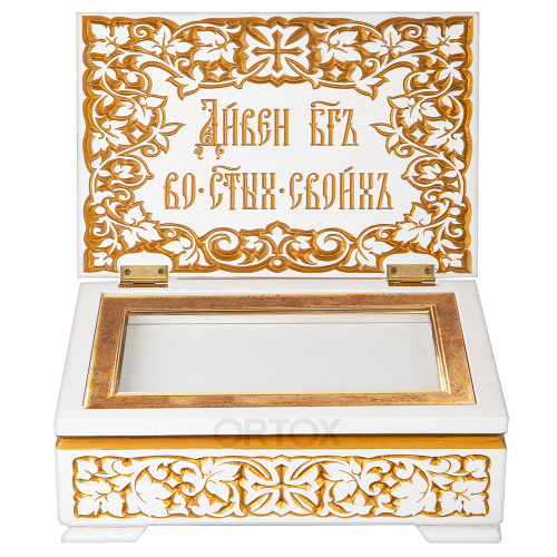 Ковчег для мощей "Суздальский" белый с золотом (патина), 30х20х13 см фото 2