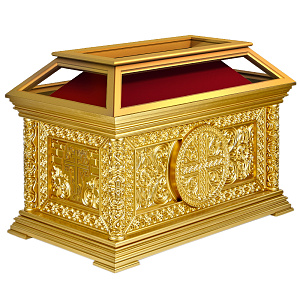 Гробница под Плащаницу "Вологодская" позолоченная, 138х98х96 см (красная ткань, краска)