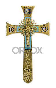 Крест напрестольный латунный "Нимб", 18x32 см (эмаль)