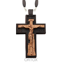 Крест наперсный протоиерейский деревянный, резной, с цепью, 7х12 см
