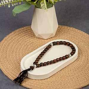 Четки из самшита с разделителями, на 30 бусин (с деревянным крестиком)