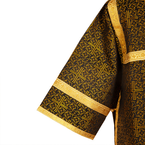 Стихарь алтарника, парча "Афон", черный с золотом фото 5