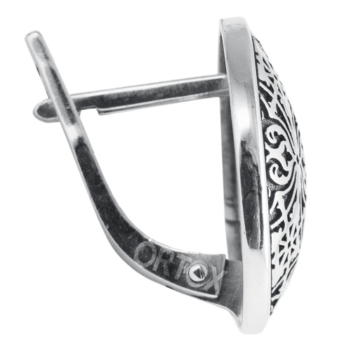 Комплект серебряный №3: кольцо и серьги, с чернением фото 4