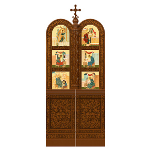 Царские врата для "Романовского" иконостаса, цвет "кипарис", 100х240 см (сосна)