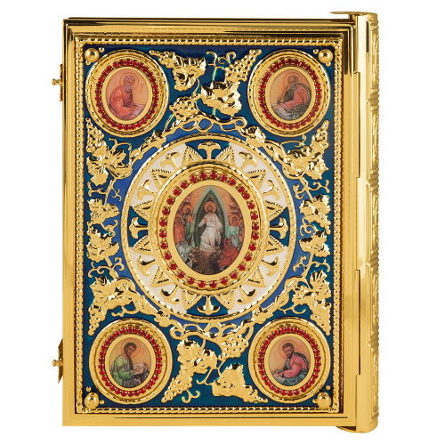 Оклад для Евангелия напрестольного, цинковый сплав, цвет "под золото", 27х5х35 см фото 3