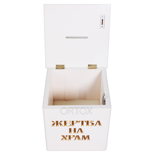 Ящик для пожертвований "Суздальский" белый с золотом (патина), настольный / настенный, прямой, 26х28х25 см фото 7