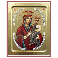 Икона Божией Матери "Споручница грешных", на дереве, золочение (поталь), 12,5х16 см
