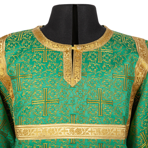 Стихарь алтарника, парча "Афон", зеленый с золотом фото 3