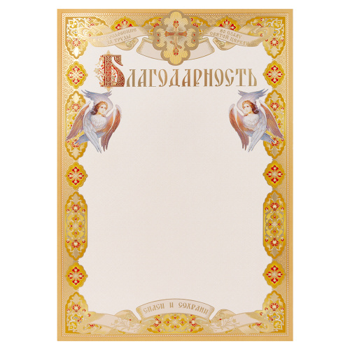 Бланк "Благодарность", 20,3х28,4 см