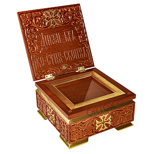 Ковчег для мощей "Суздальский", цвет "кипарис" с золотом (поталь), 20х20х13 см (ясень)