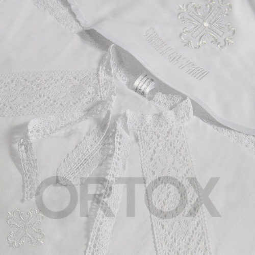Комплект для крещения "Колокольчик" белый: рубашка и пеленка, хлопок, размер 74 фото 7
