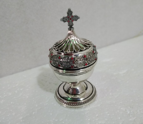 Кадильница, цинковый сплав, камни, цвет "под серебро", 8,5х12 см, №4, У 55-0171 фото 2