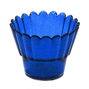 Стаканчик для лампады стеклянный рифленый синий (8,5х6,5 см)