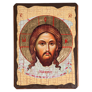 Икона Спасителя "Нерукотворный образ", под старину №3 (12х17 см)
