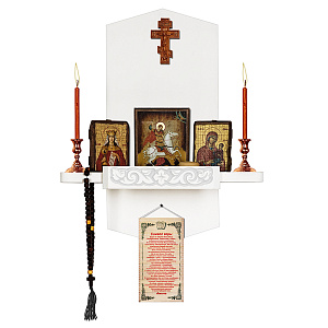 Полка для икон "Суздальская" угловая, цвет белый, 1 ярус (ширина 35 см)