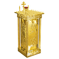 Панихидный стол на 36 свечей "Иерусалимский", колонны, чеканка", 40х40х93 см
