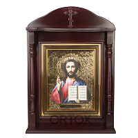 Икона Спасителя "Господь Вседержитель", деревянный киот, 65х95 см