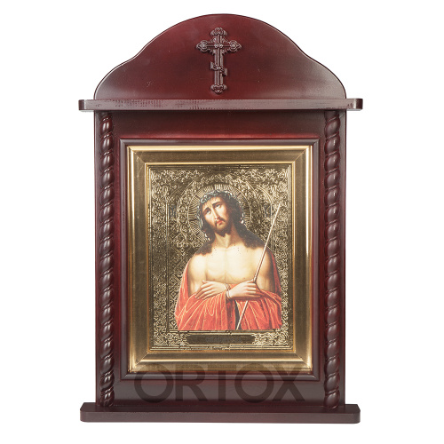 Икона "Спаситель в терновом венце", деревянный киот, 65х95 см