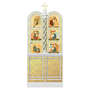 Царские врата для "Романовского" иконостаса белые с золотом (поталь), 100х240 см (сосна)
