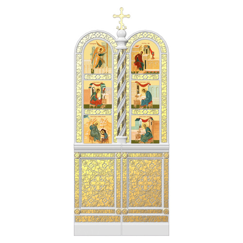 Царские врата для "Романовского" иконостаса белые с золотом (поталь), 100х240 см
