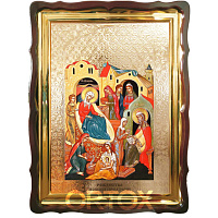 Икона большая храмовая Рождество Иоанна Предтечи, фигурная рама