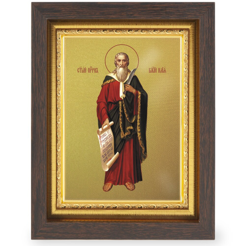 Икона пророка Илии, в узком багете, цвет "темный дуб", на холсте, с золочением №2 фото 2