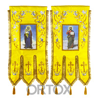 Хоругви вышитые желтые, габардин, 65х135 см, комплект, литография